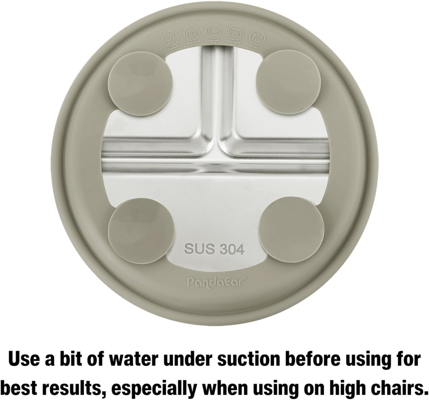 Pandaear 3 Pack Stainless Steel Baby Suction Plates & 3 Pack Baby Led Weaning Spoons, Toddler Utensils Feeding Set, Divided Plates for Self-Feeding Training, Bpa-Free