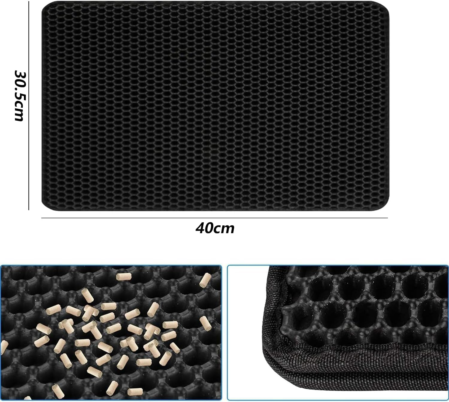 Cat Litter Tray Mat, 60 X 45 Cm Cat Litter Mat, Cat Litter Mat, Honeycomb Design, Waterproof Double Layer, Easy to Clean, for Cleanliness with Cat Litter