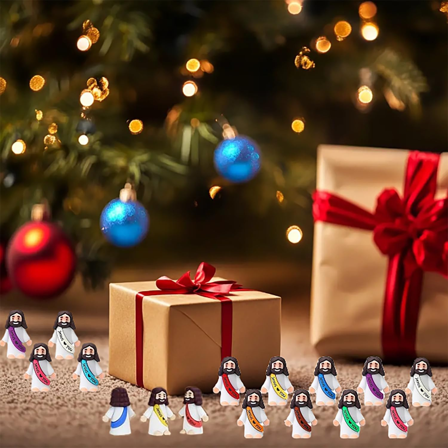 Little Jesus Figures, 30 Pcs, Mini Jesu Figurines in Bulk, Multicolor Tiny Jesus Love You Figures to Hide and Seek, Seek Religious Gifts for Easter Egg Stuffers image number 1