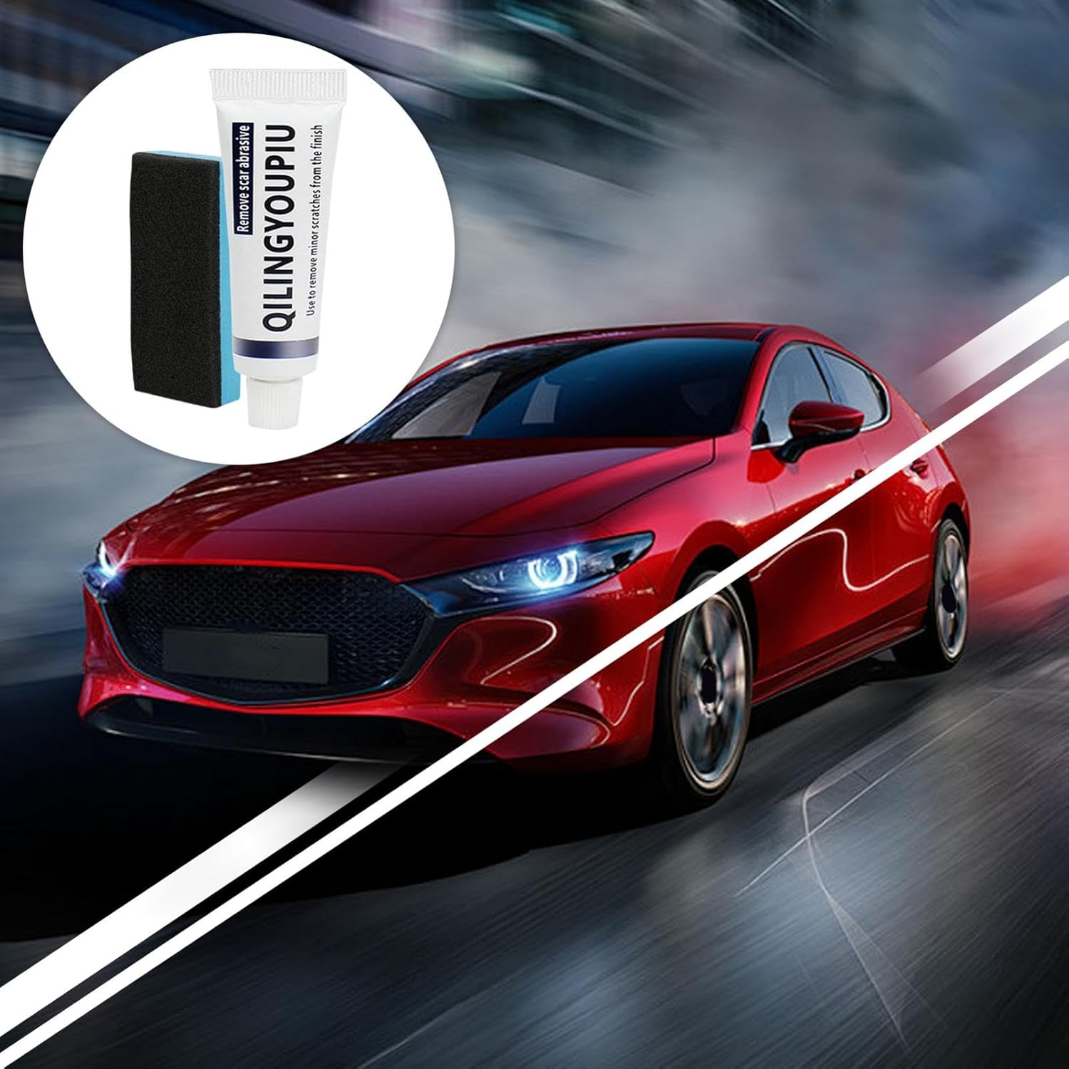 Car Scuff Removal | Safe Scratch Remover with Sponge Safe Polishing Compound | Car Scratch Eraser for Glue Stains, Asphalt, Bird Droppings, All Vehicles image number 3