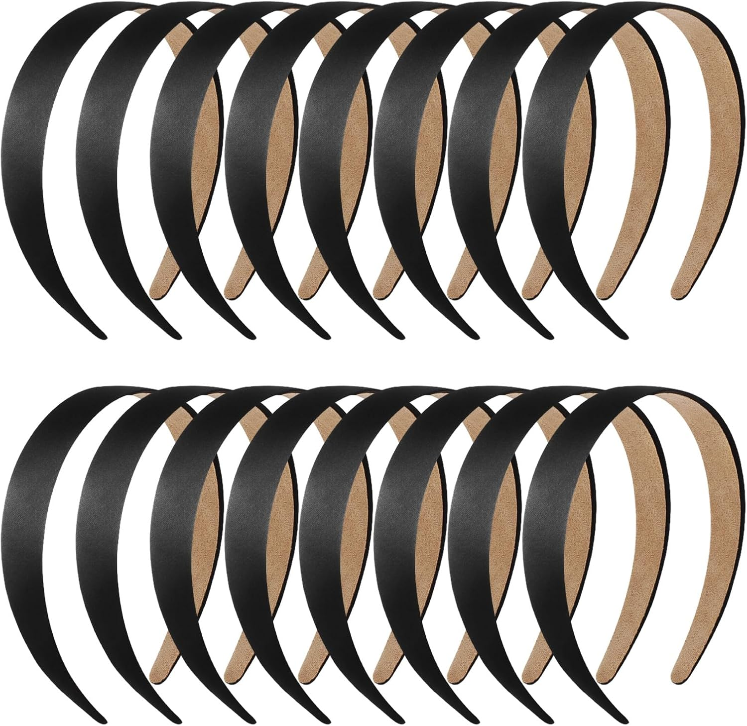 Semato 16 Pcs Black Headbands for Women and Girls 1 Inch Non-Slip Hair Bands Dseign DIY Craft Hair Accessories