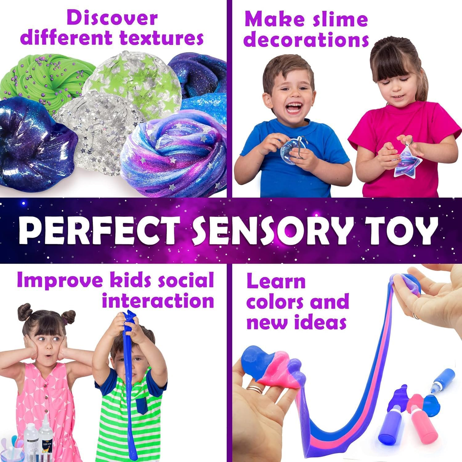 The Fun Zone Galaxy Slime Making Kit with Glow in the Dark Stars to Make Glitter Galactic Slime! Slime Kits for Girls and Boys image number 2