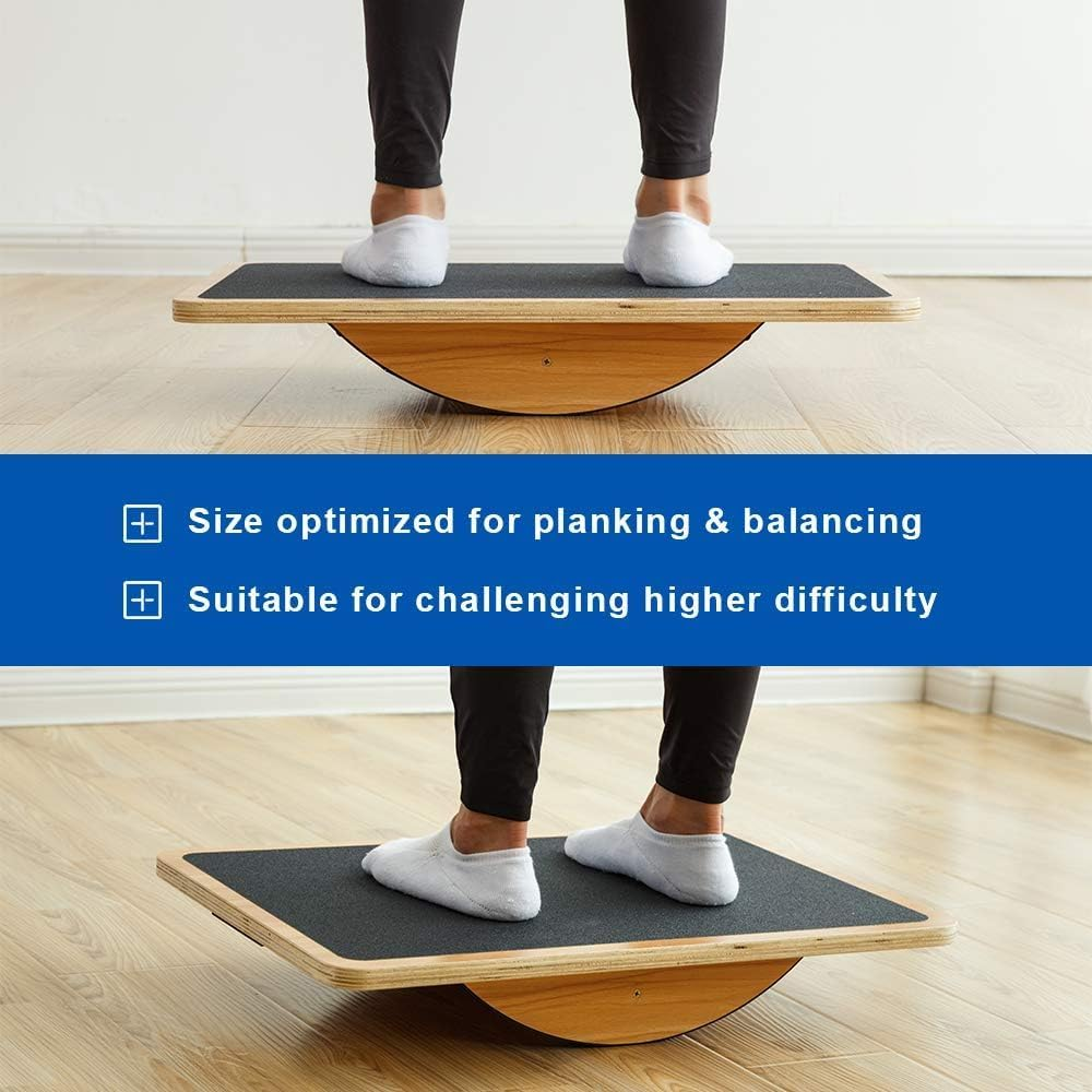 Strongtek Professional Wooden Balance Board, Rocker Board, Wood Standing Desk Accessory, Balancing Board for under Desk, anti Slip Roller, Core Strength, Stability, Office Wobble Boards &hellip; image number 3