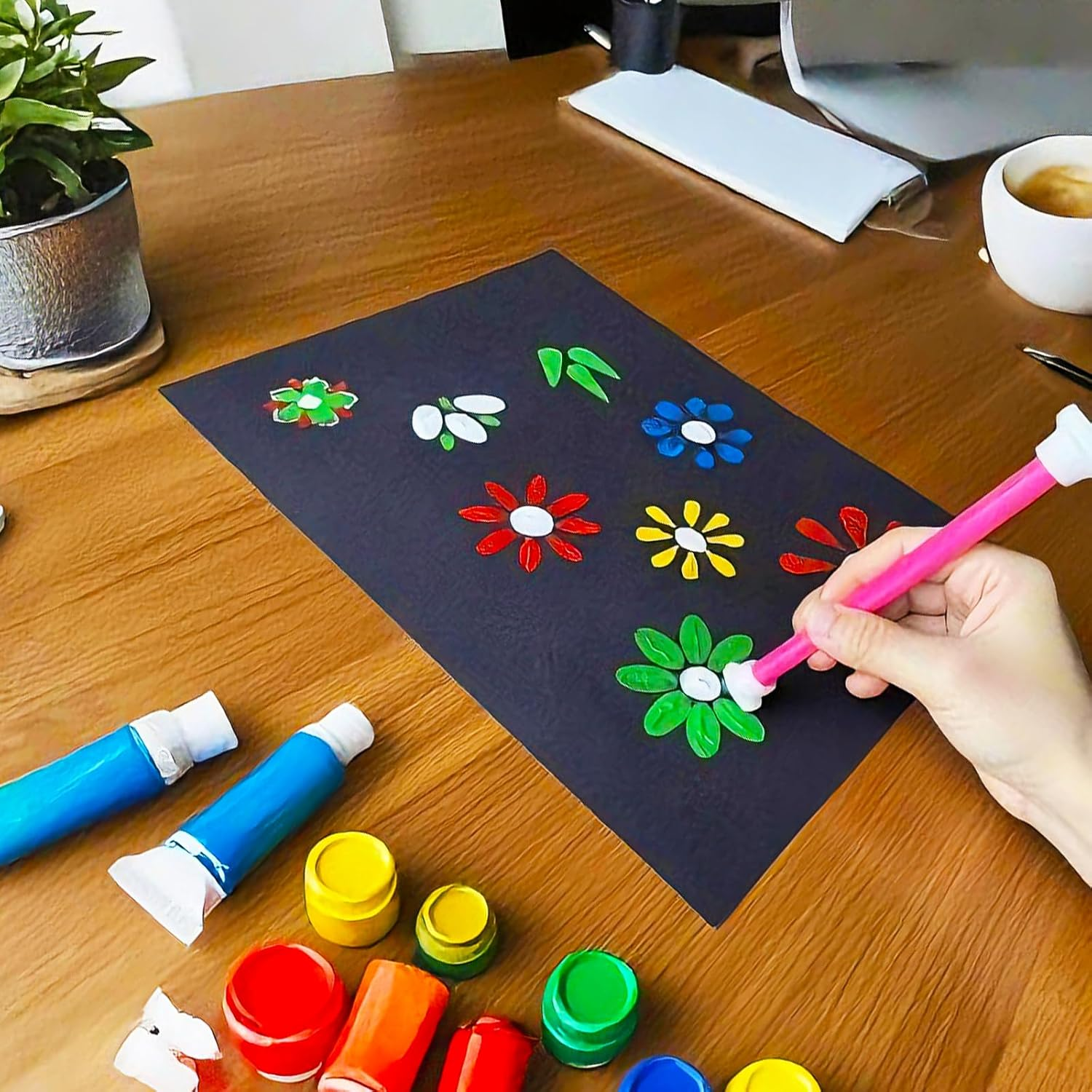 Flower Petal Dotting Tools for Painting Mandalas, 20 Shapes Dotting Pens, Shapes of Various Oval, Teardrop, Petals, Dot Painting Pen for Craft, Embossing Dot Tool for Painting Rocks, 10 Pens image number 4