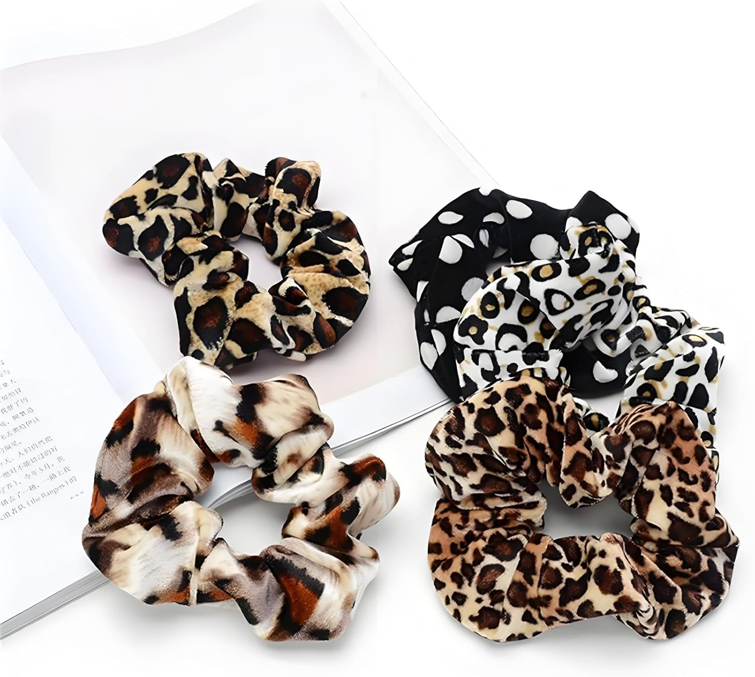 Set of 2 Leopard Print Velvet Hair Bobbles with Premium Elasticity - Fashion Accessories for Updo and Everyday Use (Skin-Friendly) image number 2