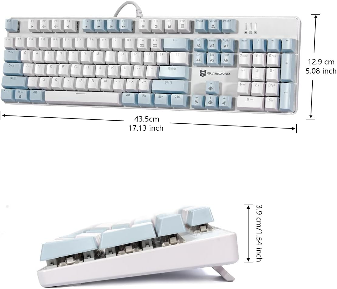 Mechanical Gaming Keyboard | Hot Swappable Mechanical Keyboard | Ice Blue Backlit Keyboard with Brown Switches and 104 Keys | Wired Gaming Keyboard | Mechanical Keyboard, PC Gaming Keyboards image number 6
