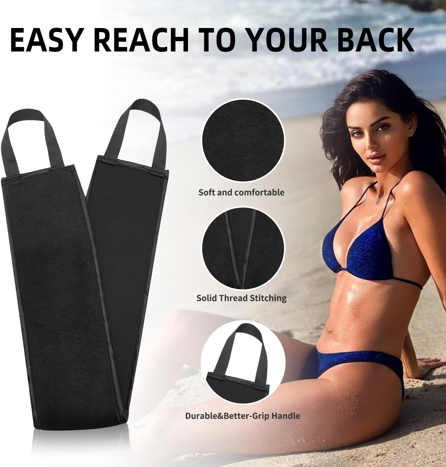 FUNAN Self Tanning Application Kit, 4-Piece Set with Back Applicator, Mini Mitt, Tanning Mitts and Ultra Soft Self Tanner Brush Bamboo Kabuki Brush, Black image number 4