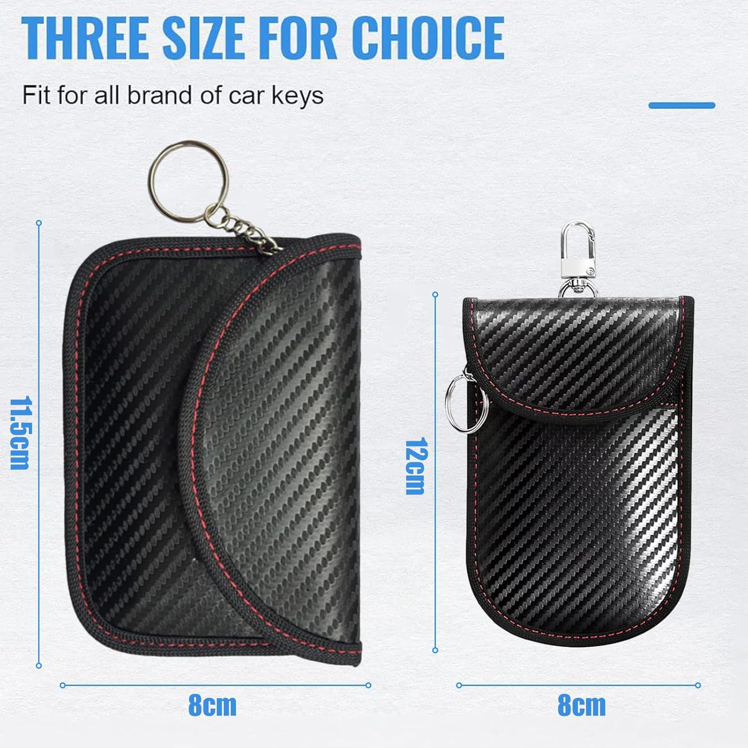 3 Pack Faraday Pouch for Car Keys - RFID Blocker Bag, Anti-Theft Signal Blocking Case, Waterproof Key Fob Protector with Hook & Keyring (Faraday Box Compatible) image number 6