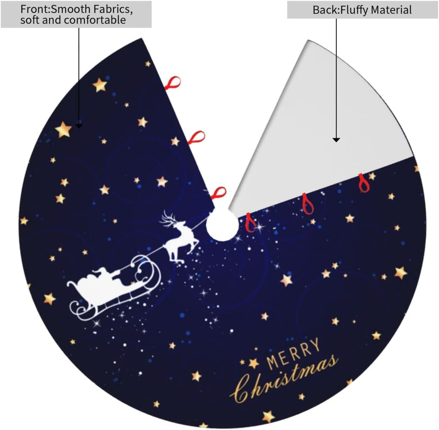 Christmas Tree Skirt Navy Blue Christmas Deer Star Santa 36 Inch for Xmas New Year Nightmare before Christmas Decorations Lobby Home image number 3