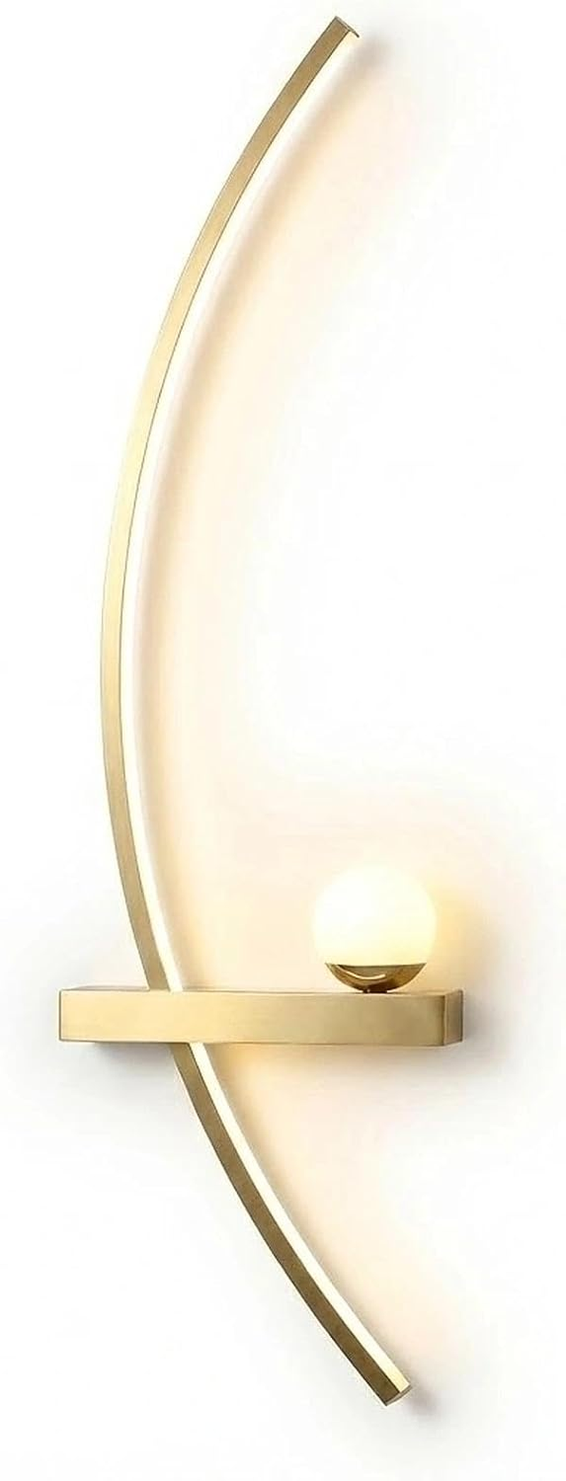 Modern Black Wall Sconces - 21.6" LED Linear Wall Lights for Bedroom & Living Room, 3-Color Dimmable Curved Art Decor Sconce Lamp for Hallway, Stairs & Vanity (Hardwired)(Black Left,105Cm)