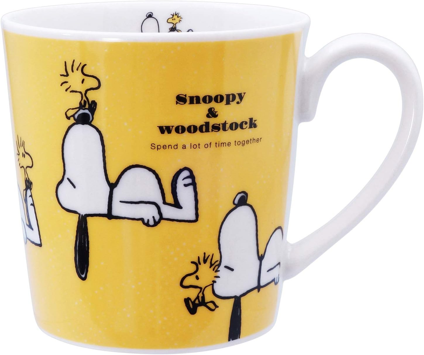 Kaneshotouki 604182 Peanuts Snoopy Mug, Large, Approx. 11.8 Fl Oz (350 Ml), Snoopy & Woodstock, Yellow, Made in Japan image number 3