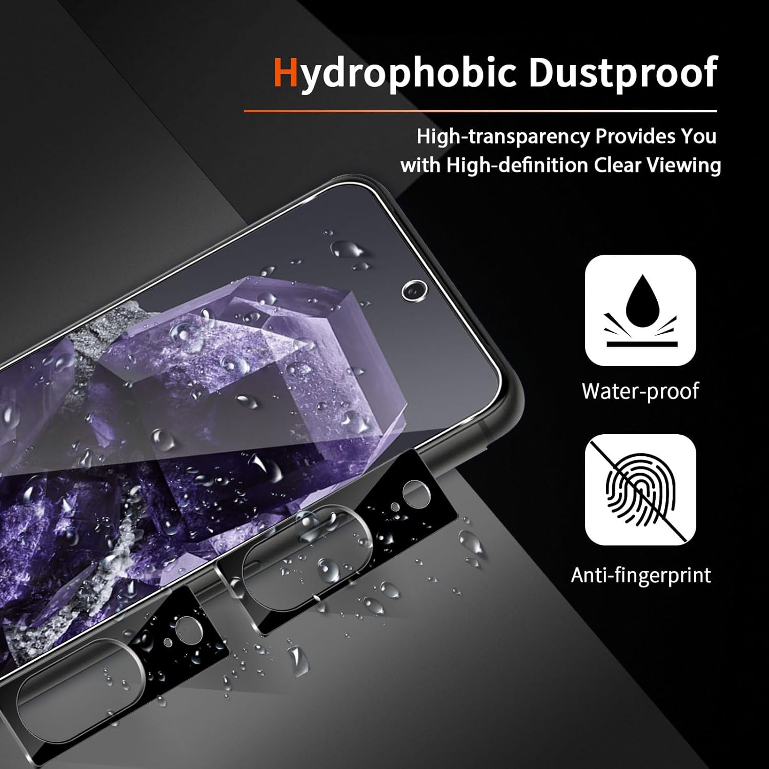 Screen Protector for Google Pixel 8 for Tempered Glass, Pack of 3 Tempered Glass Protective Film with 3 Pieces Camera Protection, 9H Screen Protection, Ultra Clear Protective Glass