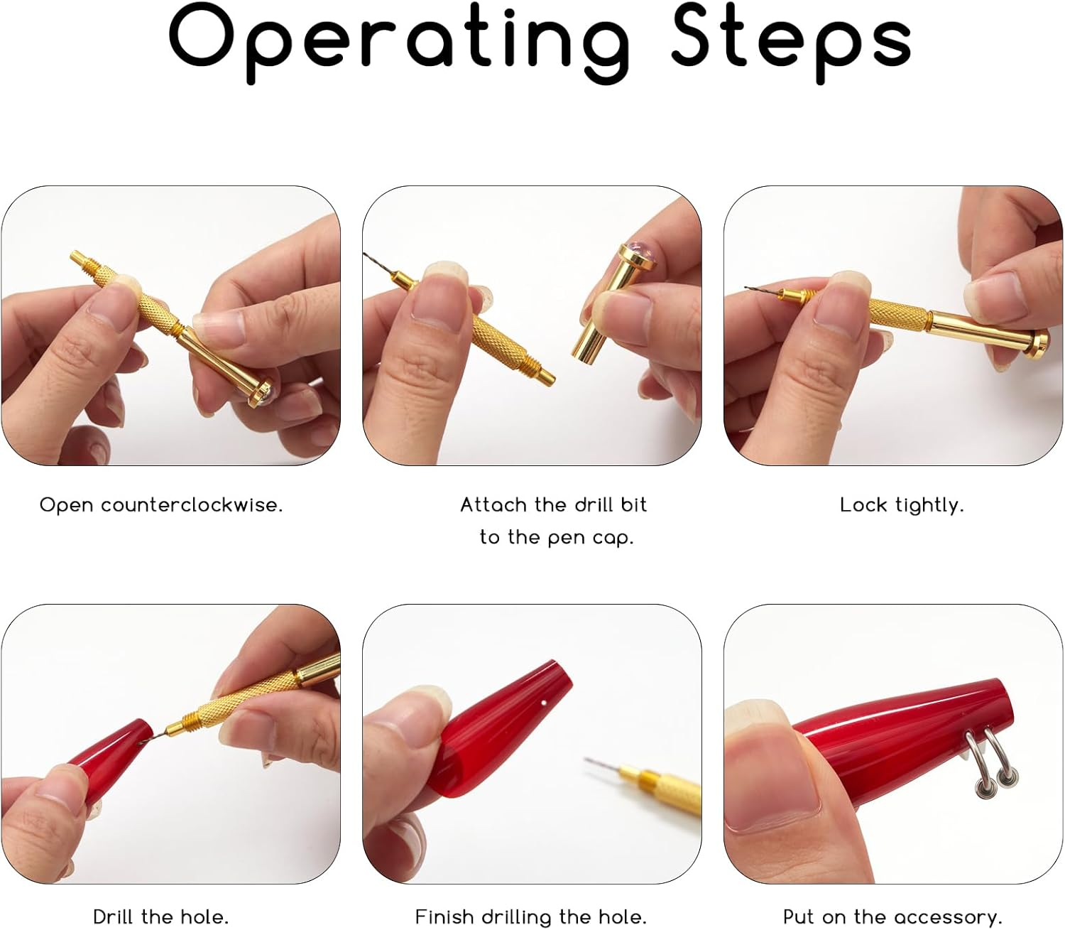 XEAOHESY 25 Pieces Platinum-Colored Alloy Nail Piercing Charms Nail Piercing Rivet Set with Piercing Tool Punk Y2K Piercing Nail Charms for Women Girls Nail Art image number 6