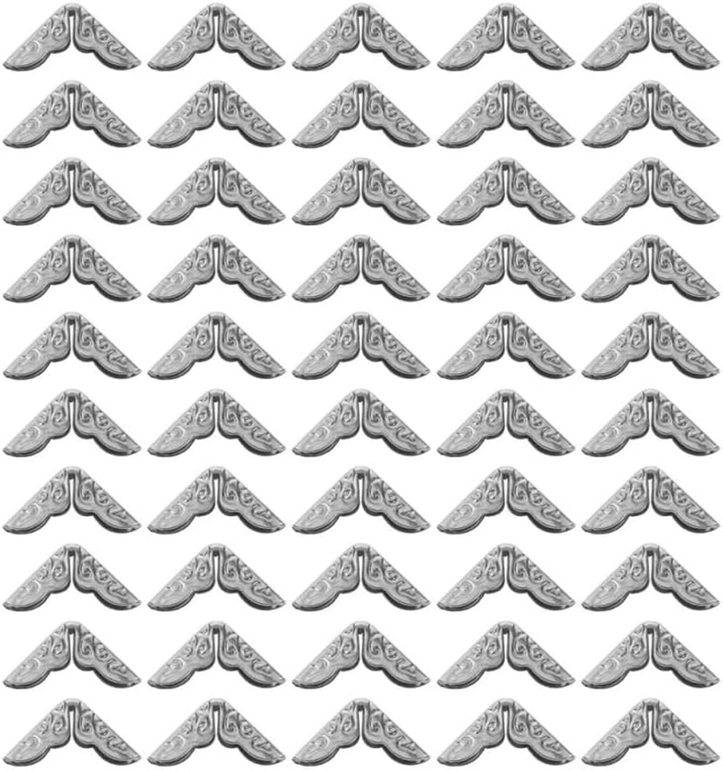 Ciieeo 40Pcs Silver Metal Book Corners Corner Protectors for Books Albums Scrapbooks Decorative Edge Guards Metal Book Corner Protectors image number 3