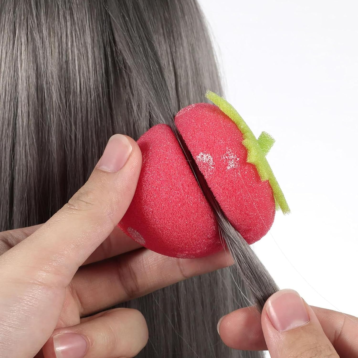 Strawberry Hair Curlers - Soft Hair Rollers, Hair Curl Tool, Night Curl Sponge, | Balle Lazy Sleep Curling Sponge, Curling Strawberry Shape Roller, Che image number 2