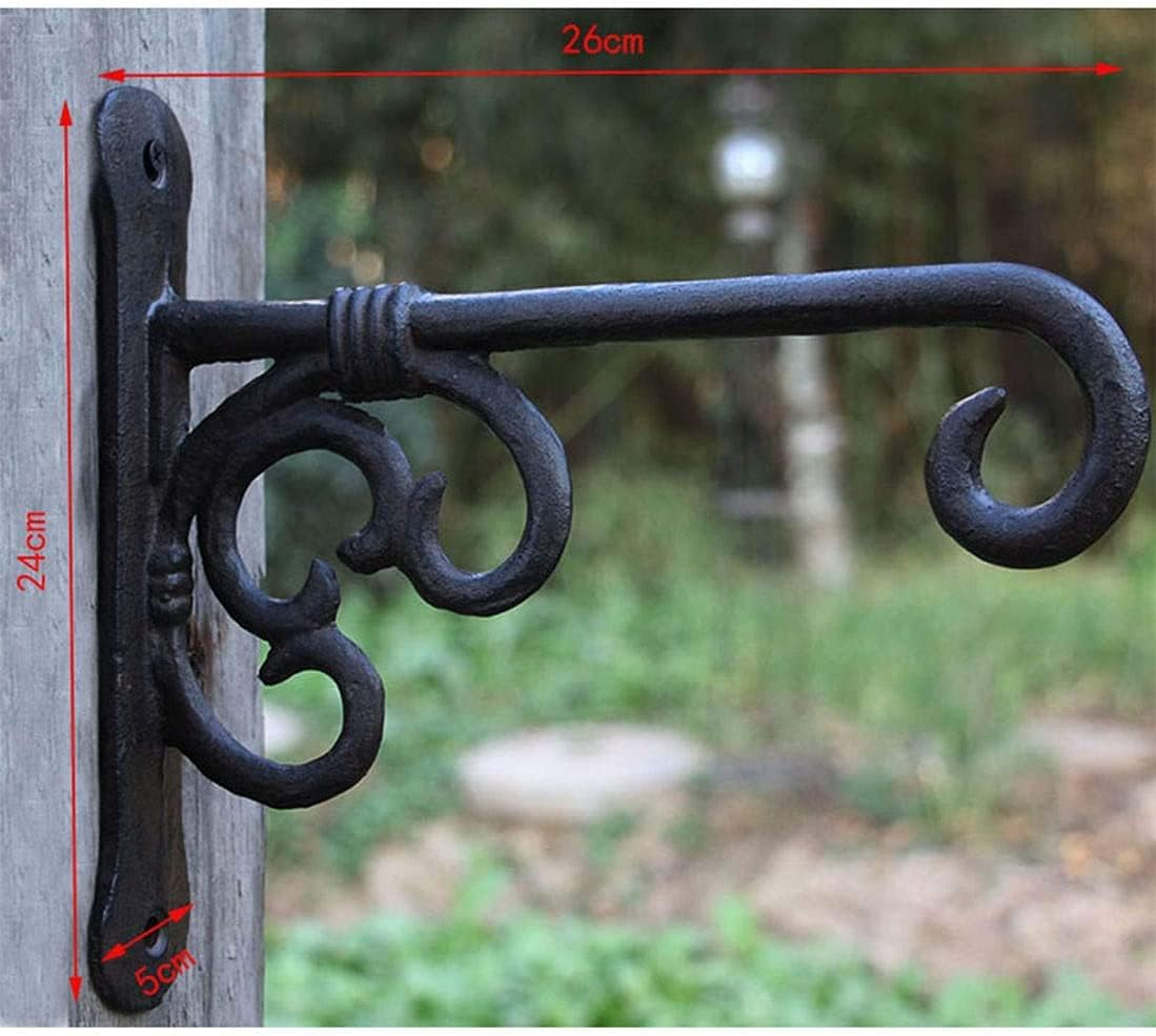Heavy Duty Cast Iron Large Hook Hanging Plant Brackets,Cast Iron Vintage Wall Hook,Wrought Iron Wall Flower Stand,Garden Decoration, Balcony Hanging Basket Rack-2Pcs image number 3