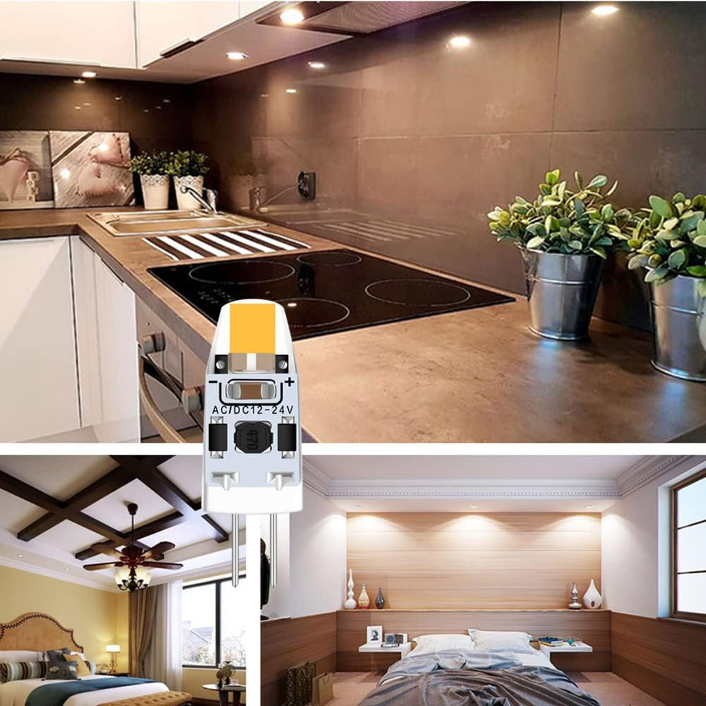 Tkhetiana G4 LED Bulb 2 W, 12-24 V AC/DC G4 Light Bulb, Warm White 3000 K LED Bulb, 12 V Bulbs Replacement 10 W -18 W G4 Halogen Bulb, Pack of 6 image number 4