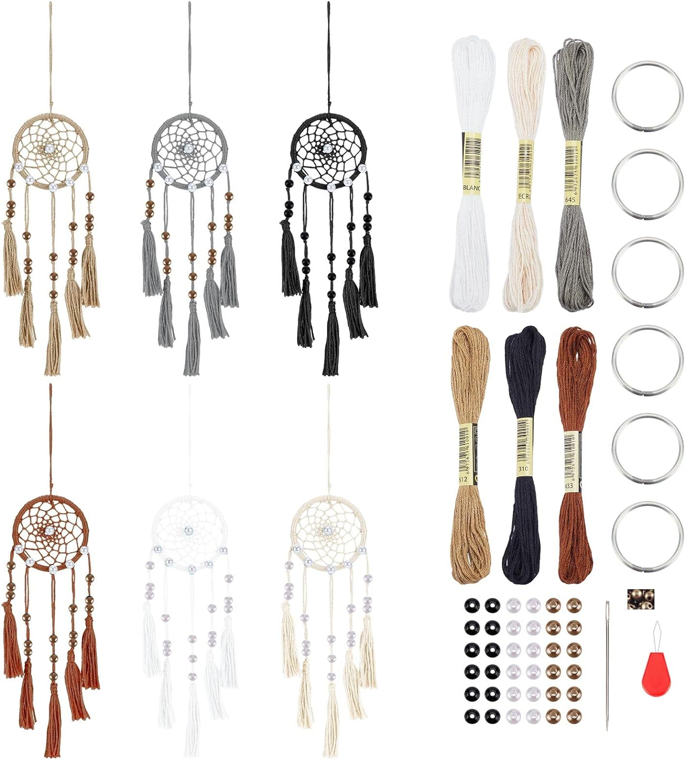 INFUNLY 2 Set DIY Dream Catcher Kit - Make Your Own with Instruction, Moon Circle, Star, Metal Feather - Handmade Wall Hanging Decor for Bedroom, Wedding, Party