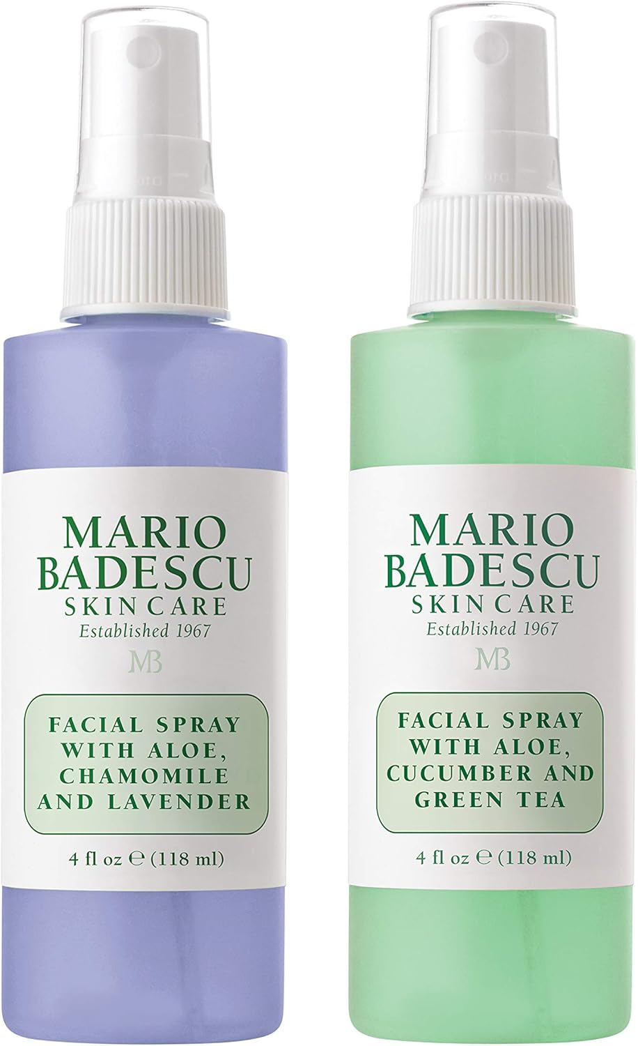 Mario Badescu Facial Spray 2 Piece Set, Includes Aloe, Chamomile & Lavender Face Mist plus Aloe, Cucumber, Green Tea Face Mist for All Skin Types, Dewy Finish, 4 Fl Oz, 2 Count (Pack of 1) image number 1