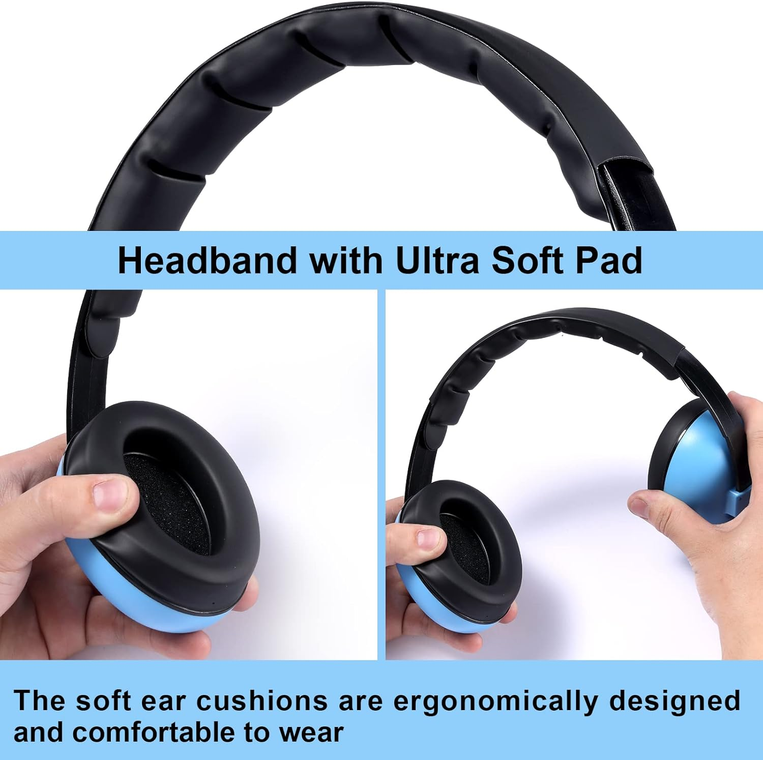 2 Packs Baby Noise Canceling Headphones, Baby Ear Protection Earmuffs Infant Hearing Protection Ear Muffs for Babies, Infants, Toddlers and Newborns Age 0-2+ Years (Blue & Pink) image number 6