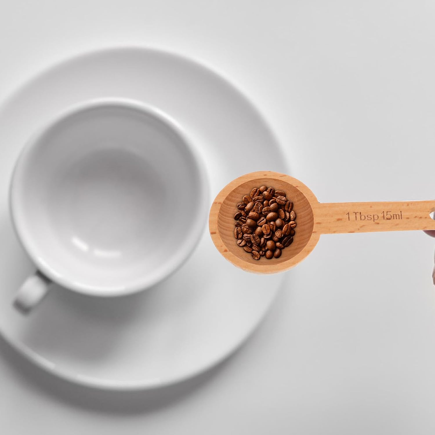 GALPADA 4Pcs Beech Wood Coffee Measuring Spoons 15Ml Wooden Coffee Scoops with Markings Small Measuring Spoons and Tea Kitchen Accessories image number 5
