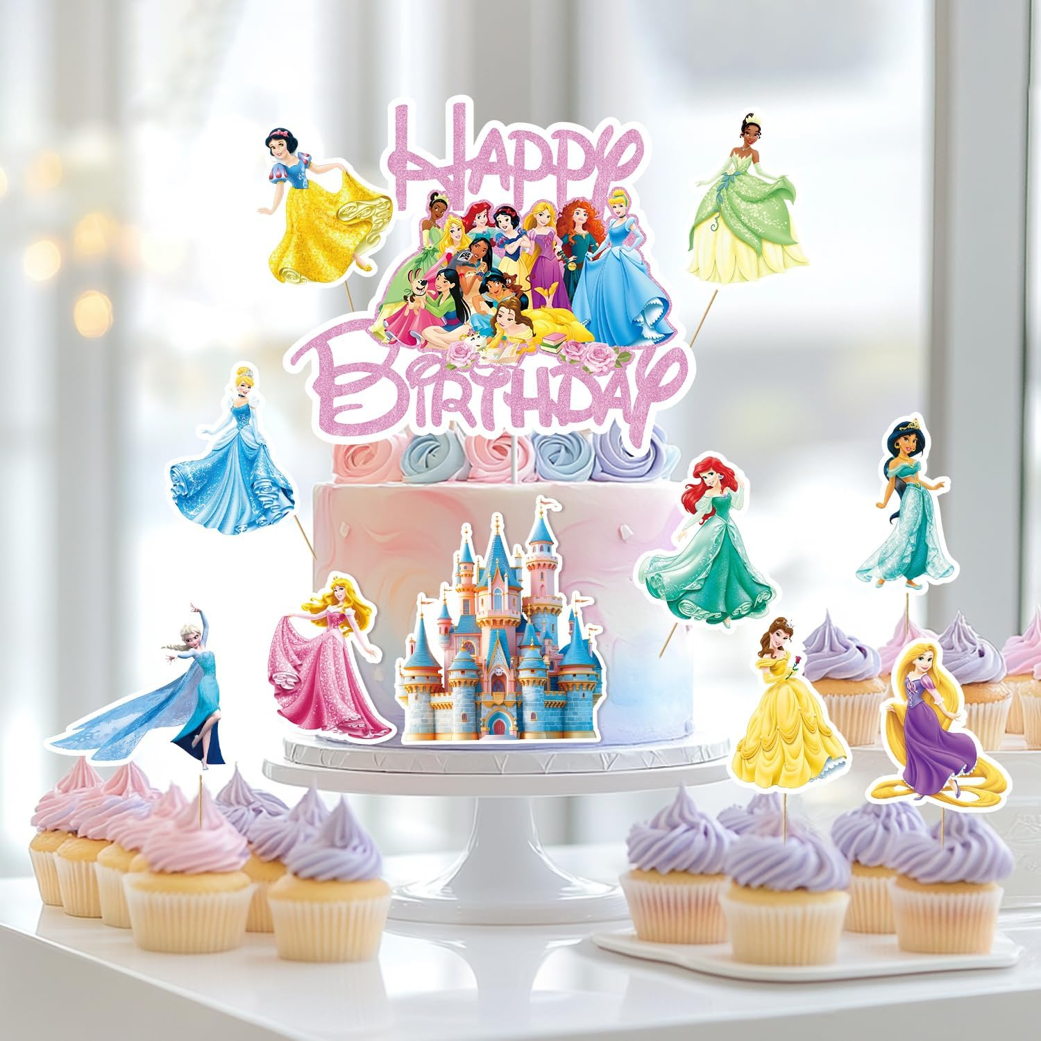 Princess Cake Topper, Princess Cake Decorations Prin Cess Cake Toppers, Fantastic Happy Birthday Prin Cess Cake Topper, Prin Cess Cake Toppers for Girls Birthday Baby Shower Party