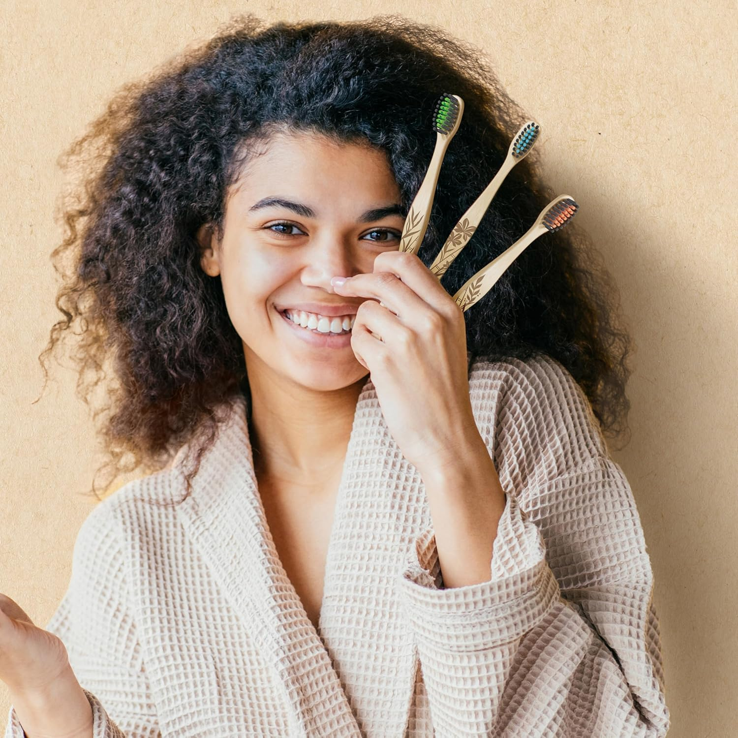 Colgate Bamboo Charcoal Manual Toothbrush, Value 2 Pack, Medium Bristles, 100 Percent Biodegradable Bamboo Handle, BPA Free image number 1