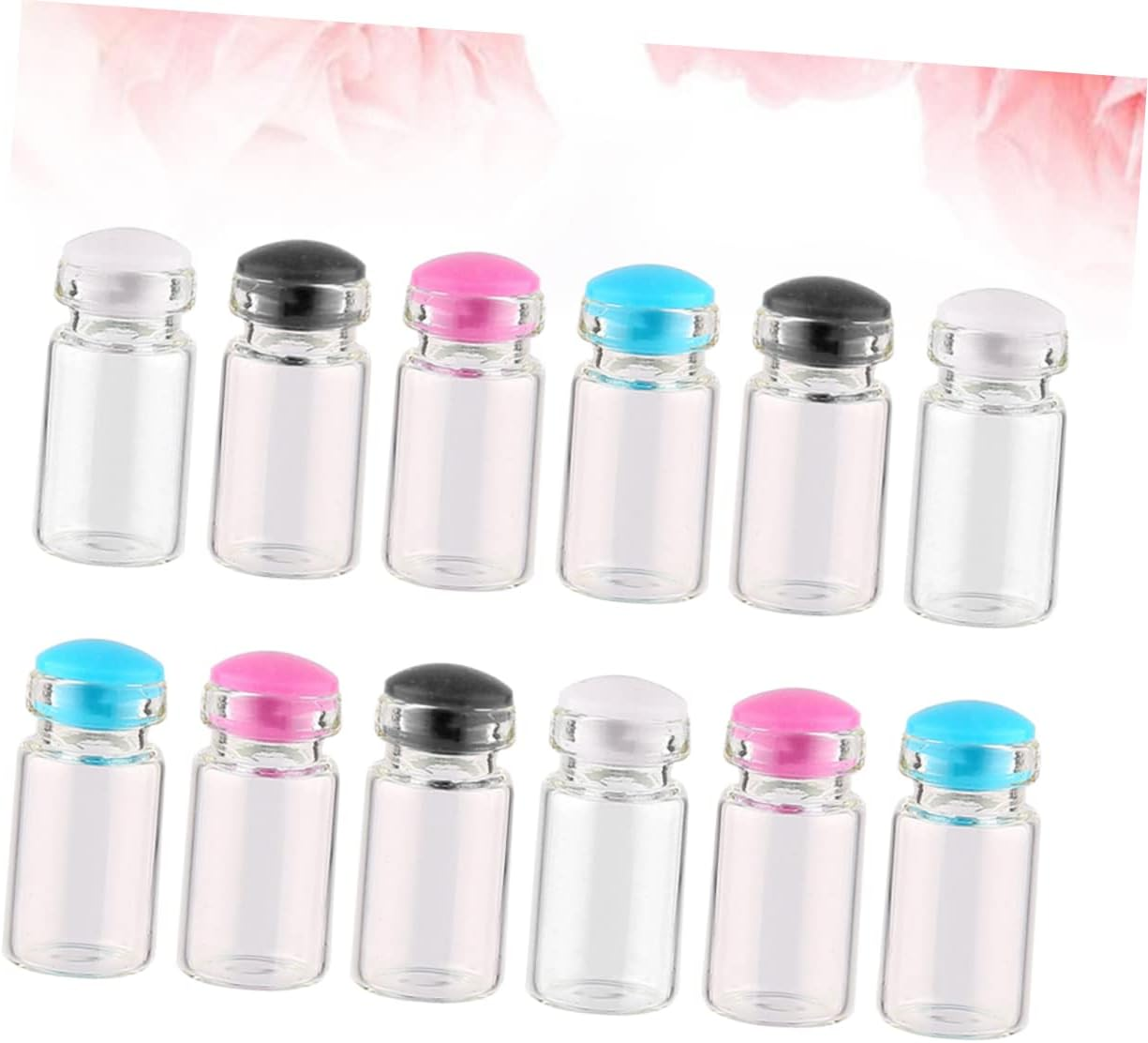 50Pcs Mini Glass Jars Silicone Assorted Wish Bottles for Messages Weddings Party Favors Craft Decoration image number 3