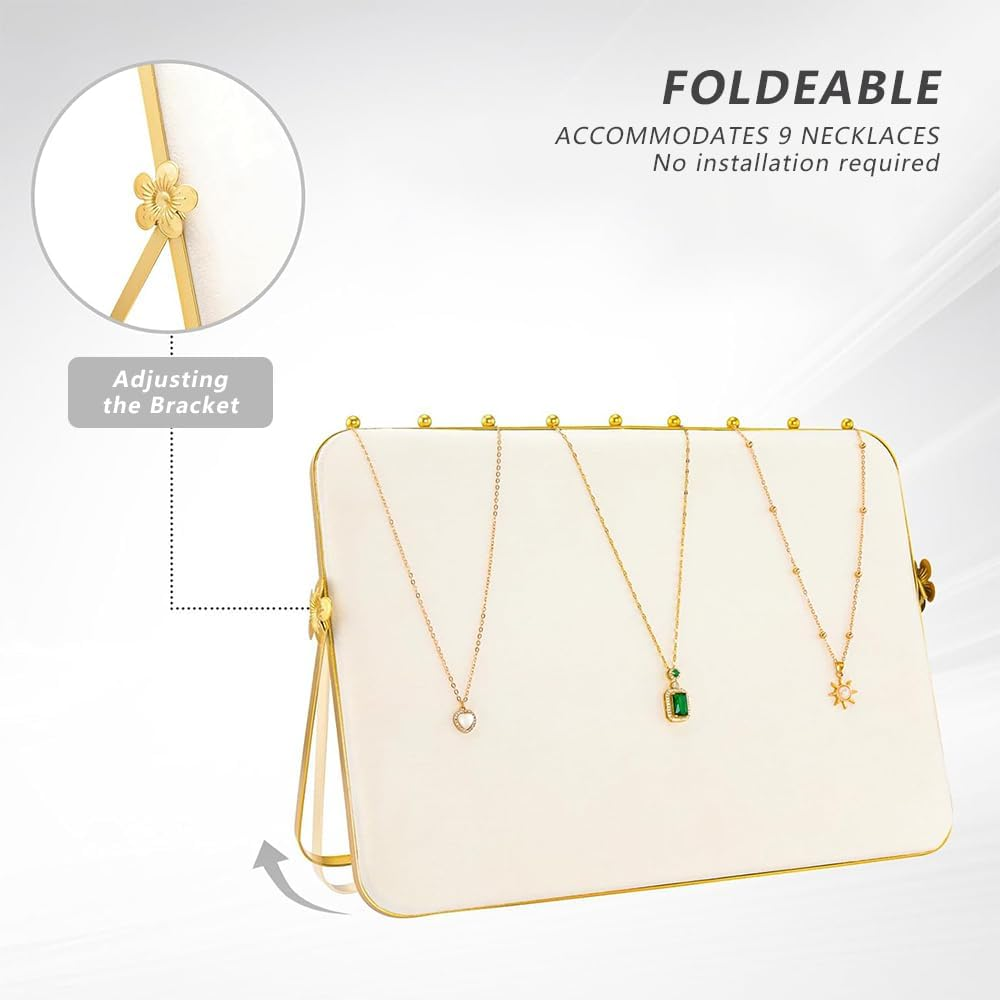 HYAVIA Metal Necklace Display Stand with Velvet &ndash; Large Jewelry Holder Organizer for Home, Shop, Craft Shows, Exhibitions, Vendors, or Selling Necklaces, Foldable & Elegant image number 4