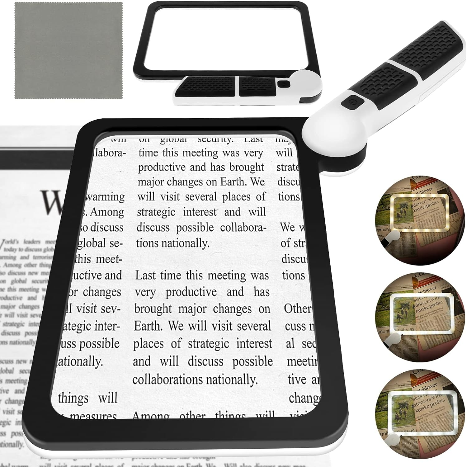 5X Magnifying Glass with 48 Adjustable LED Light High Clarity Ergonomic Handheld Magnifier Seniors Reading Magnifier image number 3
