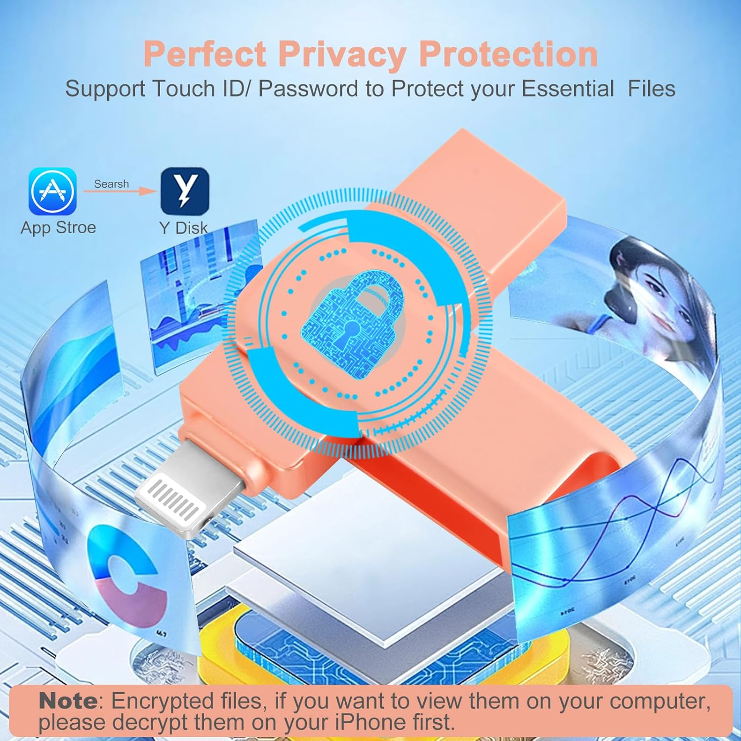 3 in 1 256GB USB Flash Drive for Iphone,Photo Stick,Mfi Certified Iphone Flash Drive Thumb Drive,Usb Memory Stick USB Storage Stick for Iphone 16/15/14/13/12/11/X/XS.../PC/USB C Flash Drives(Pink)