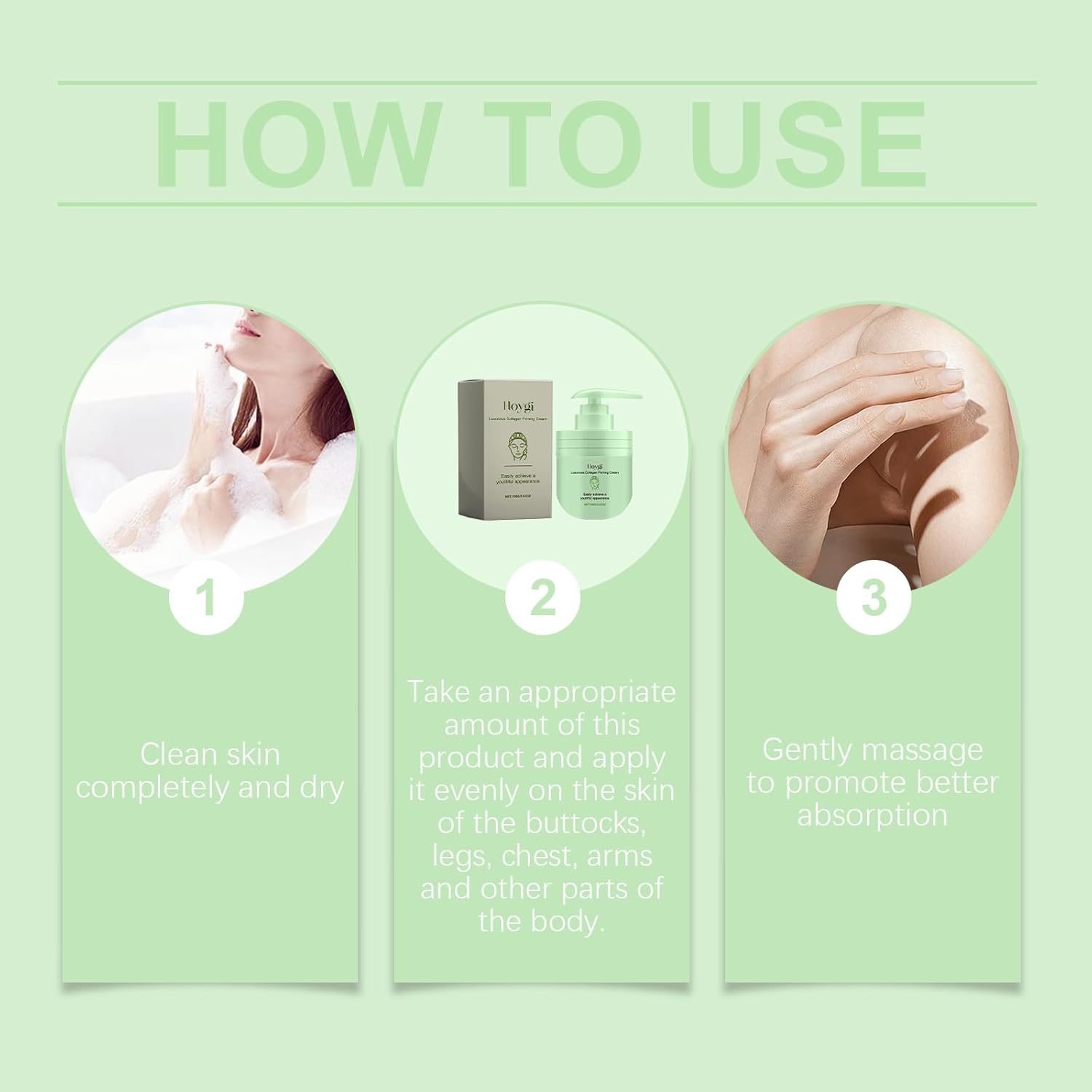 Luxurious Collagen Firming Cream, Collagen Lotion for Skin Tightening Body, Sculpt and Tone Arm Cream, Moisturizer Face Lotion & Body Cream, Anti-Wrinkle Firming Multi-Purpose Cream (3 Pcs) image number 6