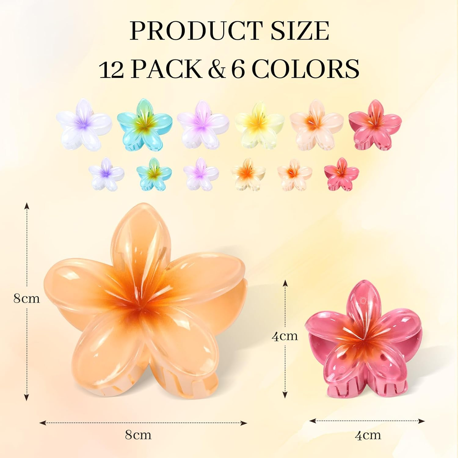 Kavya Plastic Flower Hair Clips, Pack of 12, Multicoloured Acrylic Hair Clip, Women'S Non-Slip Hair Clips, Elegant Hair Accessories image number 2