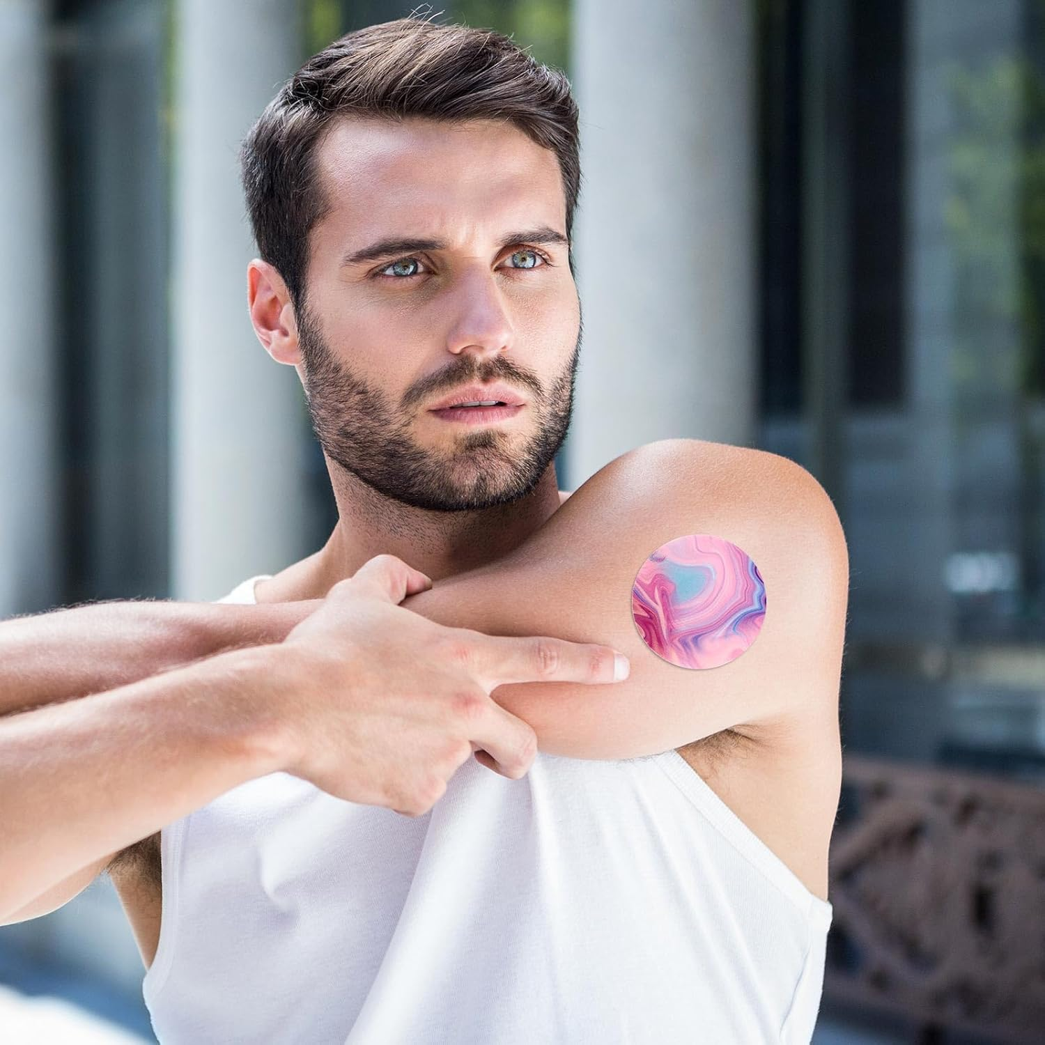 10Pcs Sensor Covers for Libre 2/3, Breathable Adhesive Patches Waterproof CGM Overpatch Tape Sensor Stickers for Libre Accessories (Marble Gradient, 5 Styles) image number 1