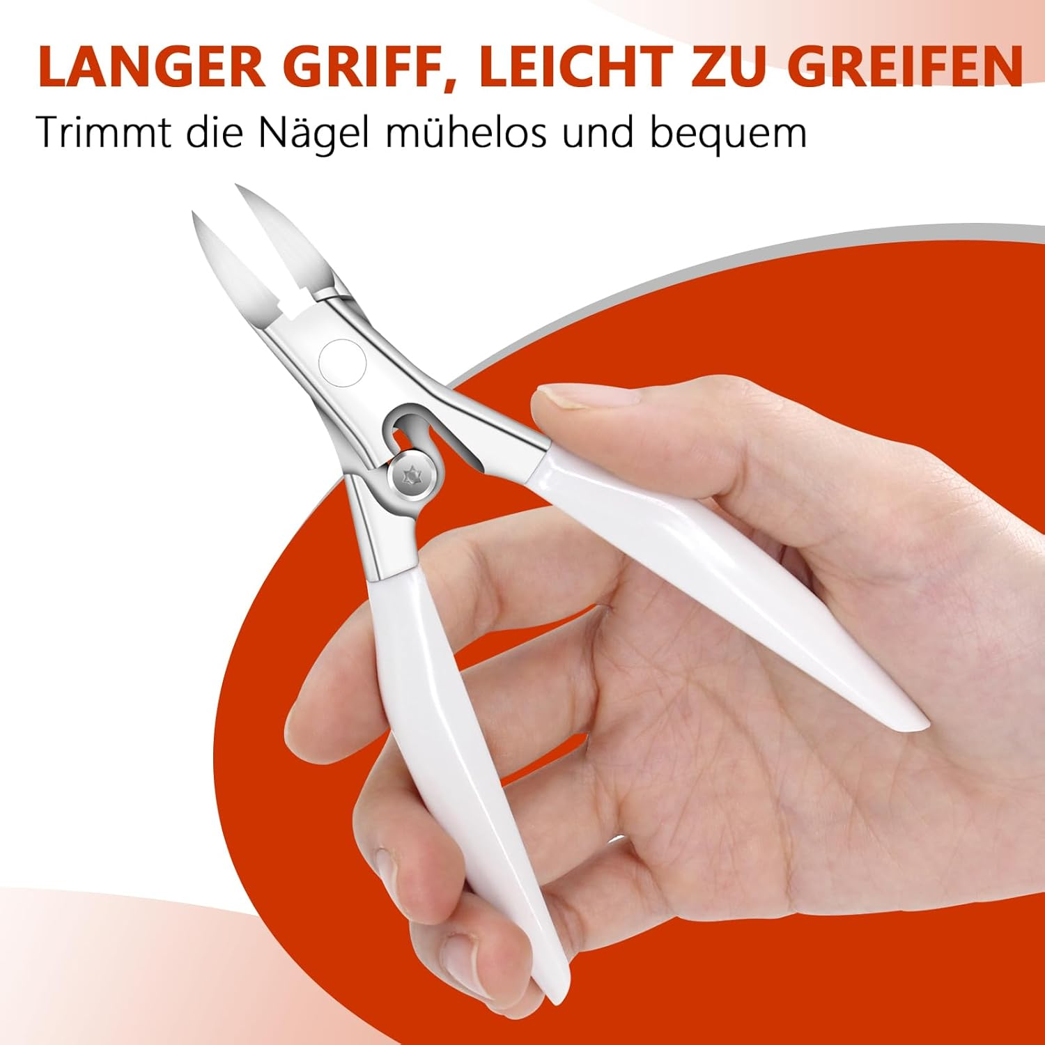 Precision Nail Scissors for Toenails and Fingernails, Sharp Stainless Steel Foot Nail Scissors for Thick and Deep Ingrown Toenails (White) image number 4