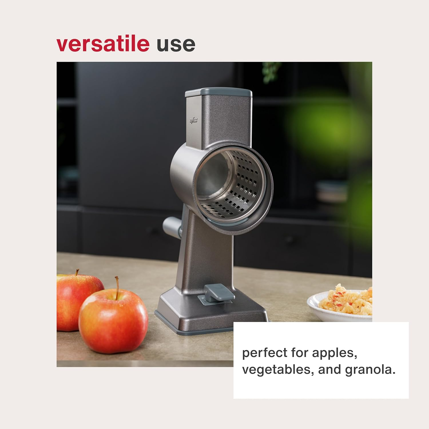 Zyliss Universal/Bircher Drum Grater | High-Quality Stainless Steel Design for Effortless Grating of Apples, Cereals, and Granola | Sharp, Durable Blades | Compatible with Zyliss Rotary Cheese Grater image number 2
