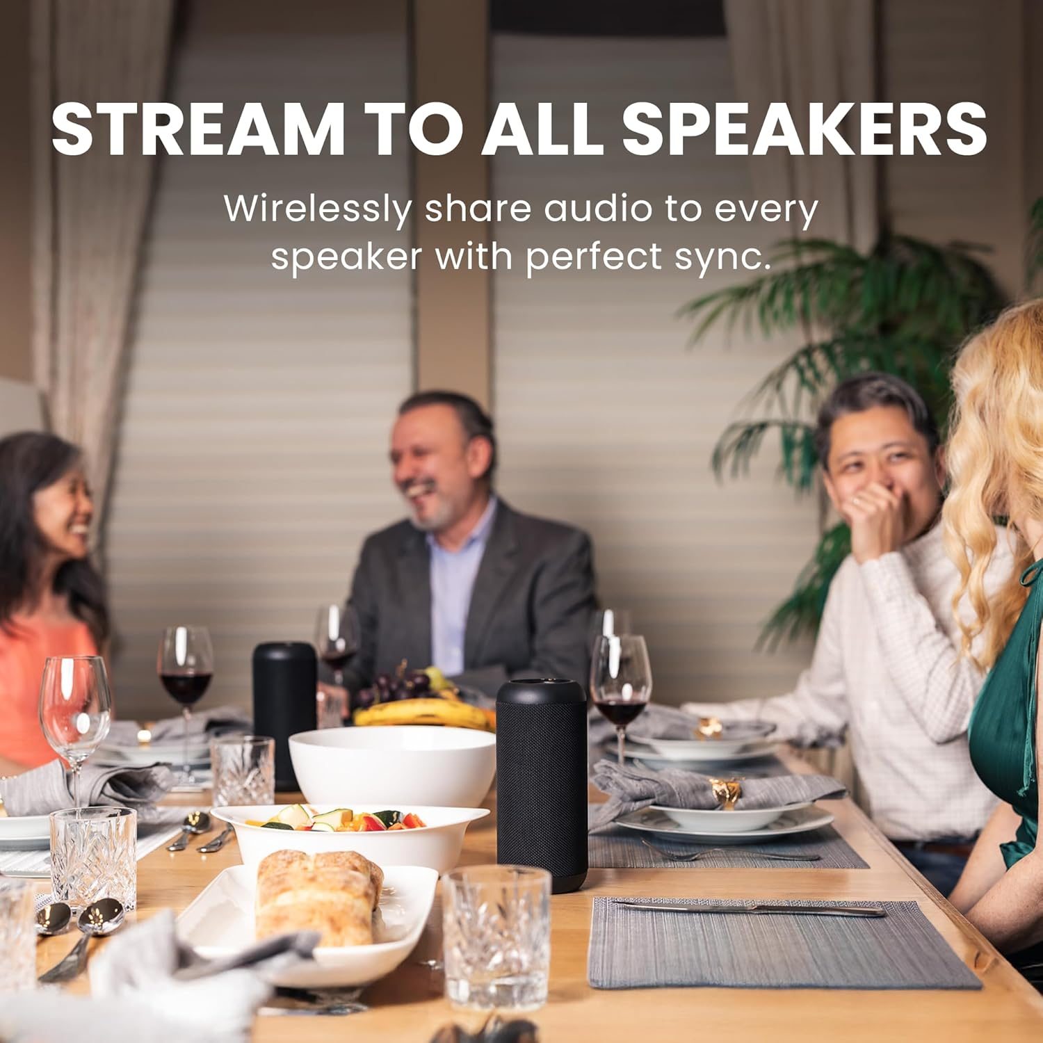 Avantree Harmony 2 - Multi-Room Wireless Speaker System with Bluetooth & Wired Inputs, Set of 3 Speakers with Independent Use, Scalable up to 100, Low Latency Sync for Home, Outdoor, Church & Events image number 3