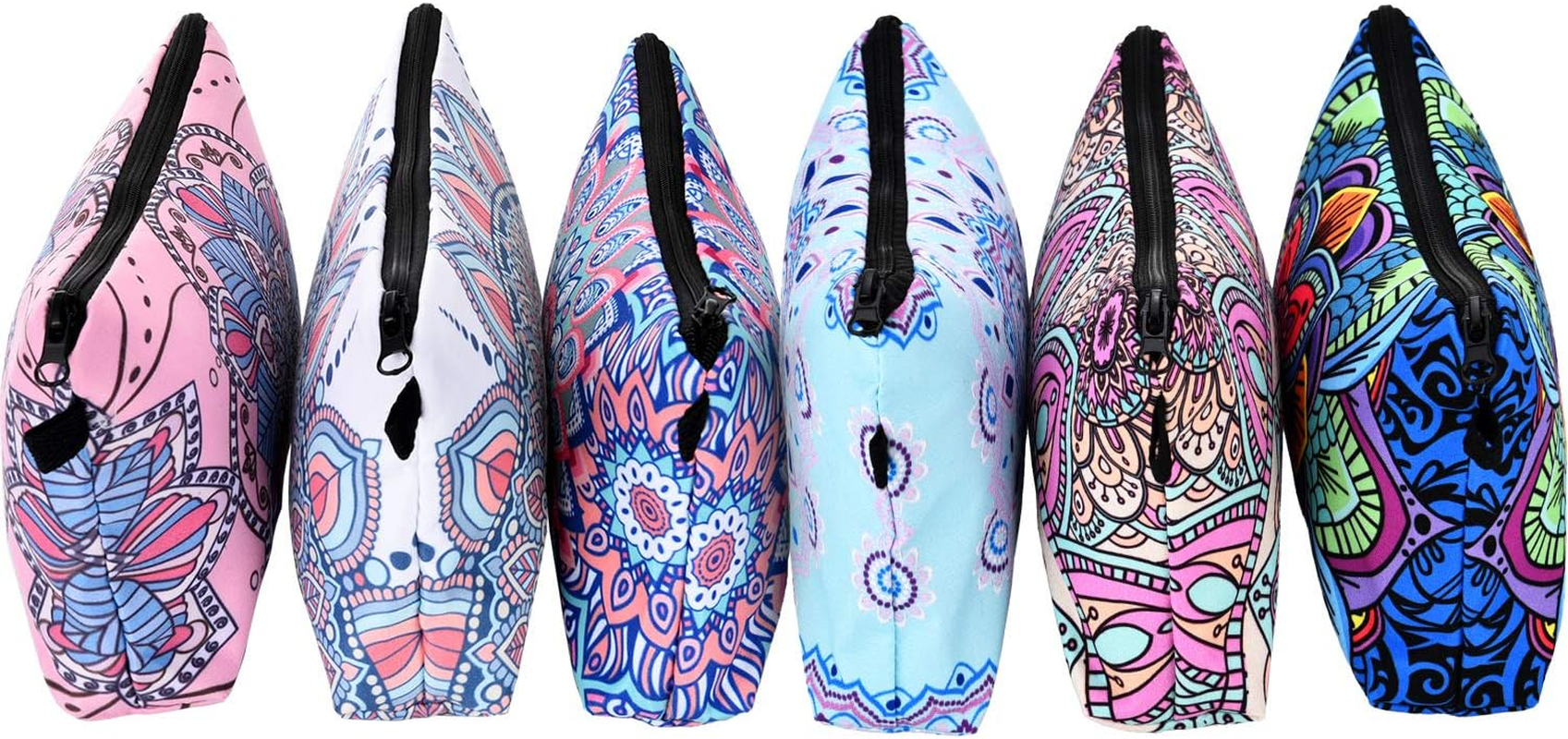 Chuangdi 6 Pieces Makeup Bag Toiletry Pouch Waterproof Cosmetic Bag with Mandala Flowers Patterns, 6 Styles