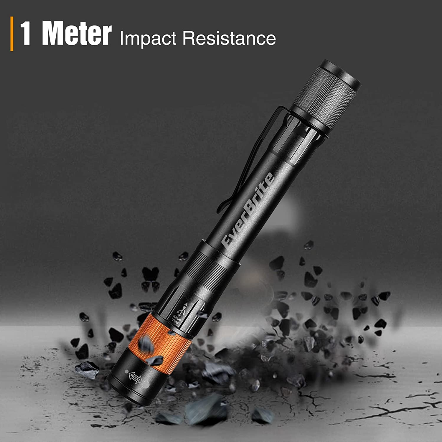 Everbrite Rechargeable Pen Light, 300 Lumens EDC Flashlight, Zoomable LED Pocket Flashlight with Clip, Memory Function and USB C Cable Included, for Camping, Emergency, Black