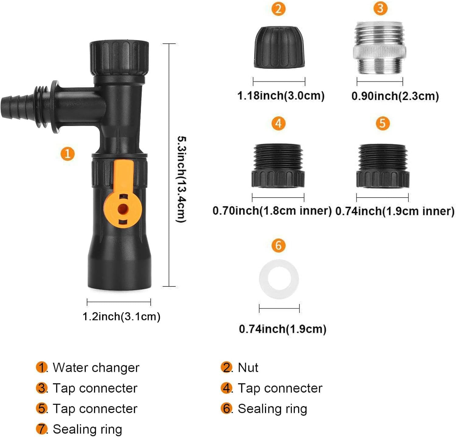Songholee Aquarium Water Changer, Aquarium Water Change Kit with 2 Faucet Nozzles Connectors, Water Changer Replacement Parts Flow Control Valve Assembly for Fish Tank Cleaning image number 4