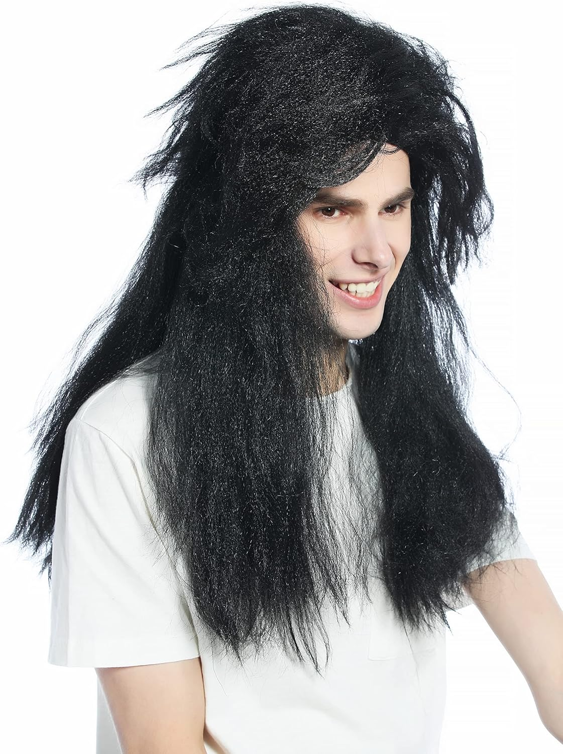 WIG ME up - CW-019-P103 Halloween Carnival Wig 80S Retro Hair Metal Hard Rock Goth Long Voluminous Black image number 3