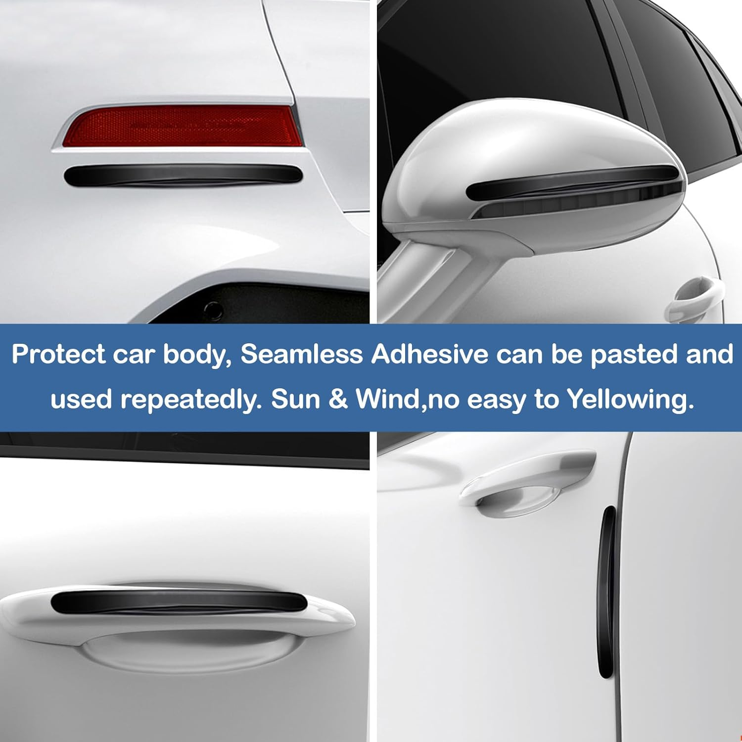 YUENTOEN 4Pcs Car Door Edge Protector, Anti-Scratch Car Door Protector Trim Strip with Self Adhesive for Auto, Sedans, Truck, SUV, Black