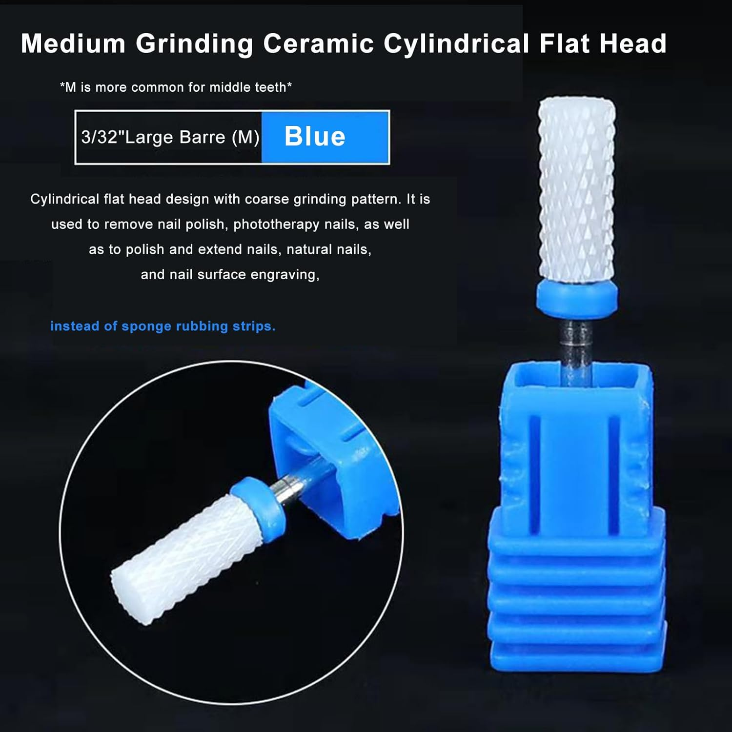 Tktouci Nail Bits for Nail Drill,Ceramic Drill Bits with Dust-Proof Containers | for Art Polishing Grinding Head, Rotary Burr Head Cuticle Clean File for Nails