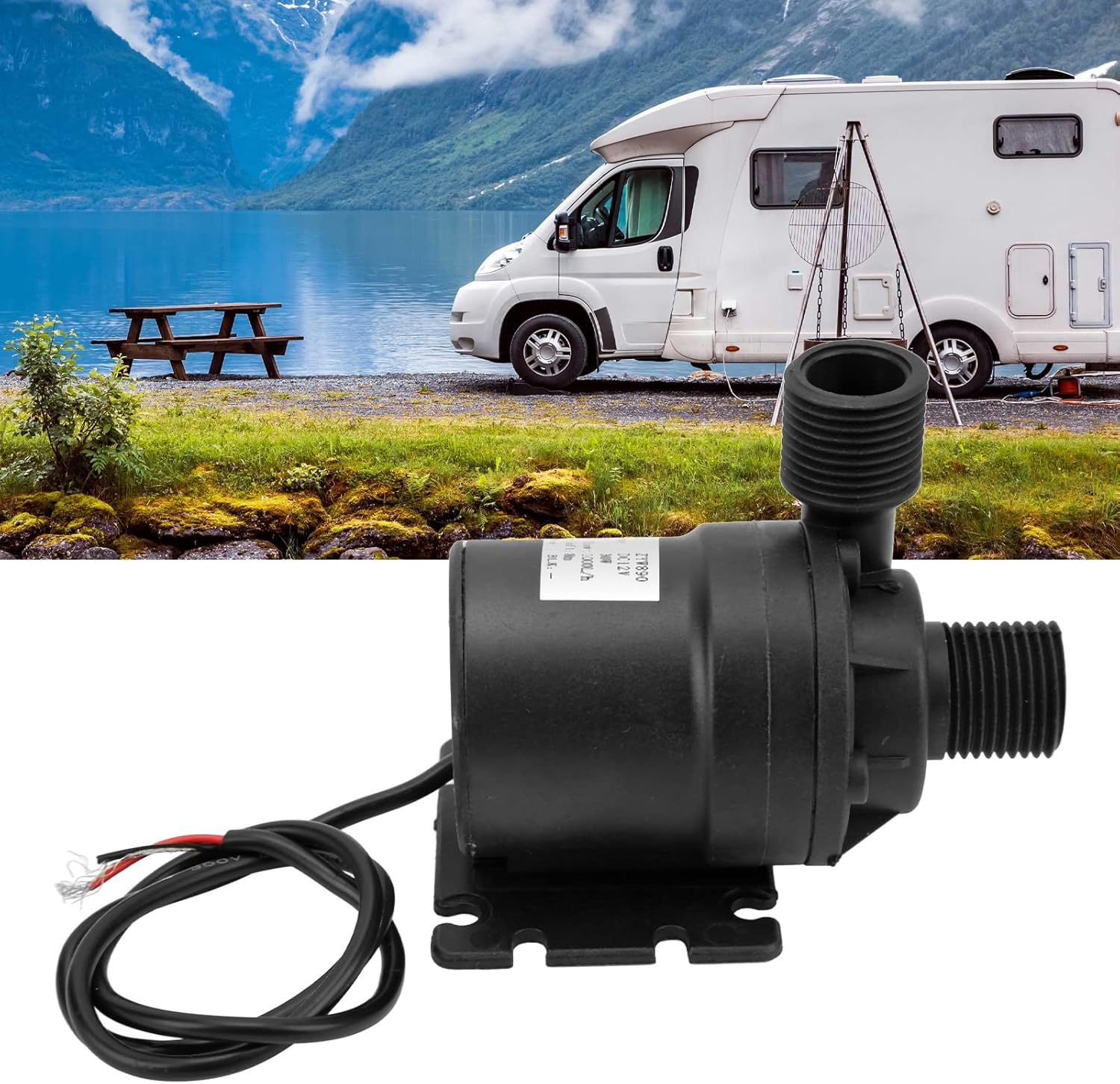 12V Water Pump, 1000L per Hrs 8M Lift Height Ultra Quiet Submersible Water Pump, IP68 Waterproof Detachable Brushless for Aquariums, Fish Tank, Pond, Fountains image number 2