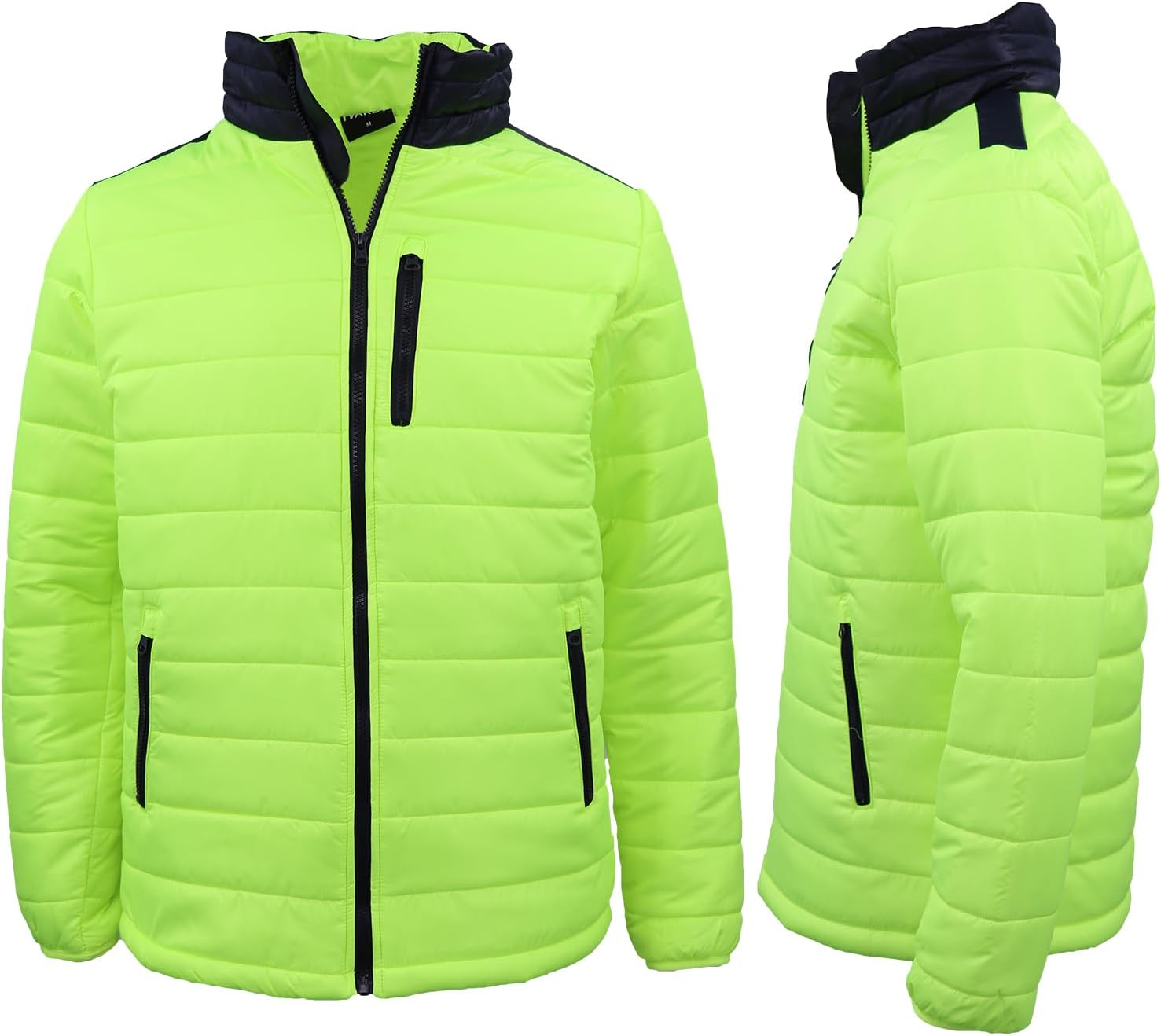 Zmart Australia HI VIS Puffer Safety Jumper Full Zip Padded Jacket Zip Pocket Workwear Sweater