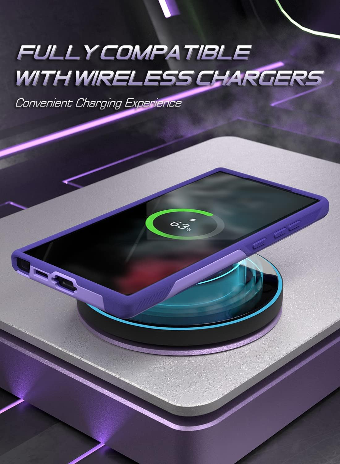 Poetic Neon Dual Layer Case for Galaxy S23 Ultra 5G (6.8") - Slim Shockproof & Water Resistant Cover, Purple