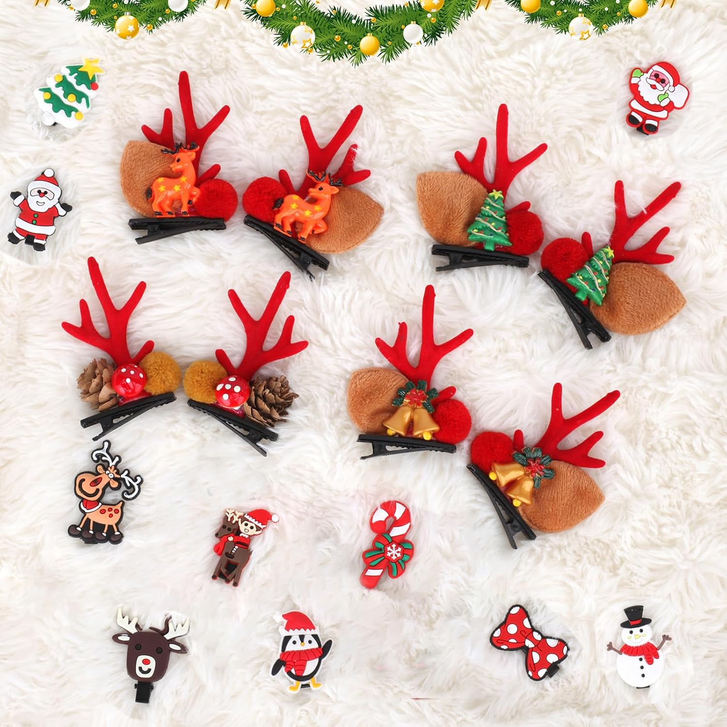 Pack of 18 Christmas Hair Clips, Antlers Hair Clips, Christmas Hair Clips, Christmas Antler Hair Clips, Reindeer Antlers Hair Pins, Christmas Gifts for Girls Women (A) image number 4