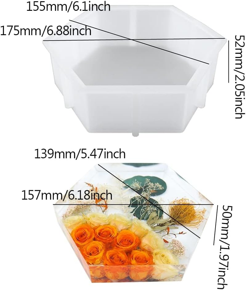 Fineinno Hexagon Resin Mold, Deep Hexagon Silicone Molds for Resin, Geometry Epoxy Resin Molds for Flowers Preservation, DIY Wedding, Valentine Gift, Home D&eacute;cor - Small Hexagon image number 2