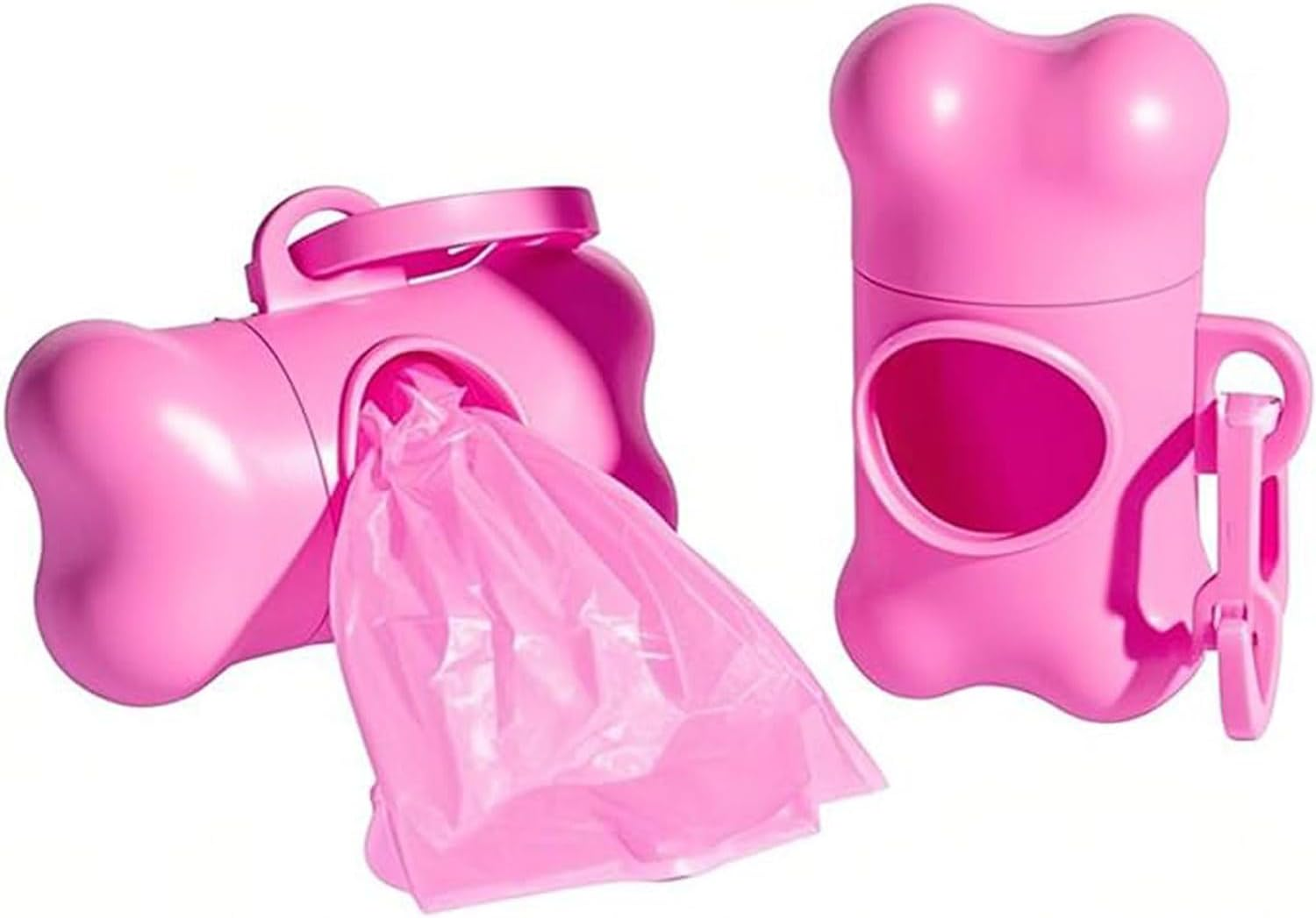 Amaezorx 1 Pcs Dog Waste Bag Dispenser with Carabiner Clip - Leak-Proof Poop Bag Holder for Dog Leashes, Portable Pet Waste Disposal Accessories Includes 1 Roll (Pink)