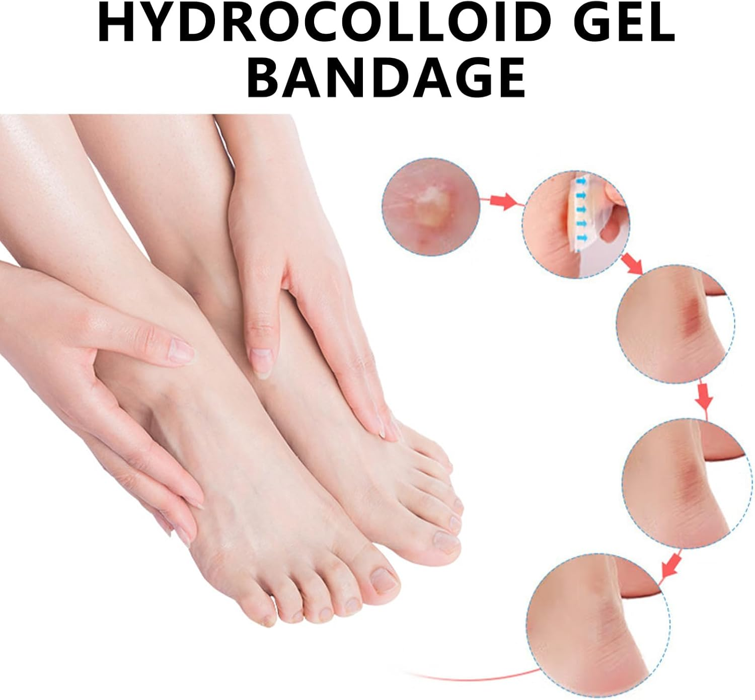 20 Pieces Blister Plasters for Feet, Water Resistant Gel Blister Prevention Bandages, Heel Blister Patch with Invisible Hydrocolloid, Blister Cushion Pads for Foot, Toes image number 1